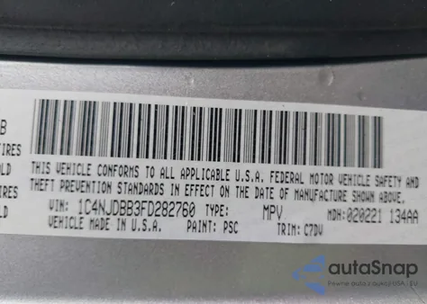 2015 Jeep Compass Sport from USA, damaged, VIN 1C4NJDBB3FD282760